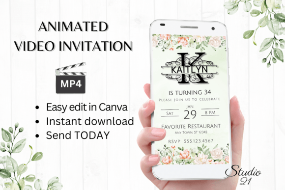 Birthday Invitation (Monogram Letter K): A Stylish Digital Template