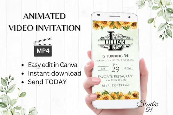 Birthday Invitation (Monogram Letter L): A Personalized Digital Animated Template