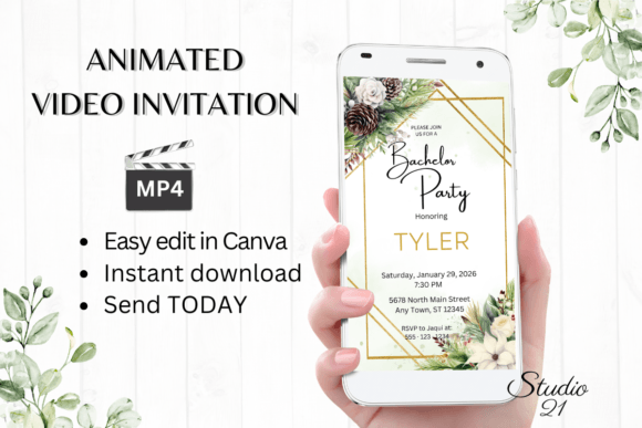 Christmas Bachelor Party Invite W5174: Festive & Fast