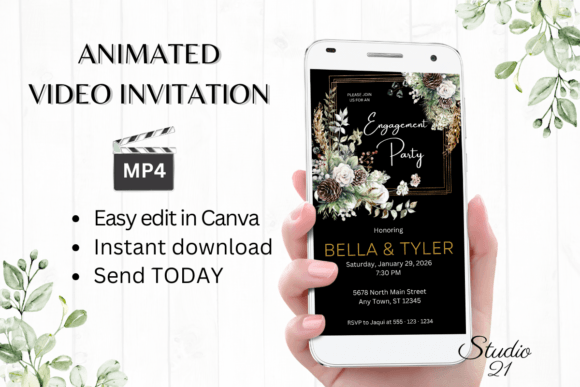 Christmas Engagement Party Invite W1173: Effortless Festive Invitations