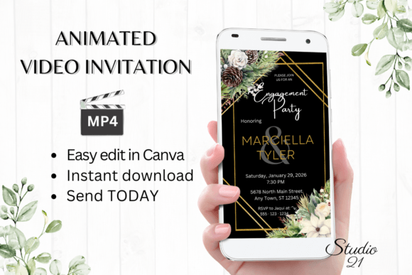 Christmas Engagement Party Invite W1175: A Festive Digital Solution