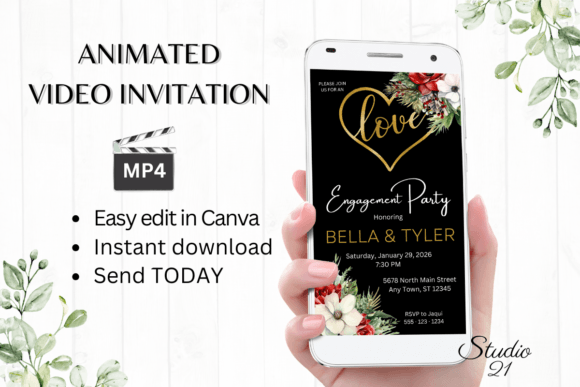 Christmas Engagement Party Invite W1181: A Festive Digital Solution