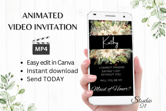 Christmas Maid of Honor Proposal W3177MH: A Festive Digital Ask