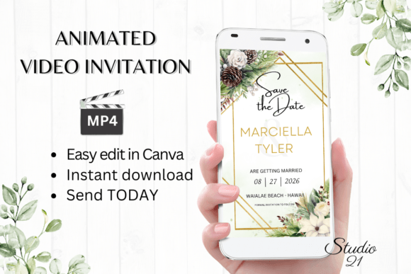Digital Save the Date Announcement W2174: Effortless Elegance