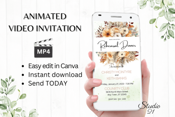 Fall Rehearsal Dinner Invite W7166: A Seasonal Digital Template