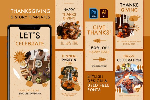 Thanksgiving Story Templates: Modern Autumn Aesthetics